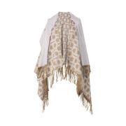 Stijlvolle Poncho voor Modieuze Look Twinset , Beige , Dames