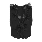 Zwarte Bloemen Gilet met Gestructureerd Ontwerp Rotate Birger Christen...