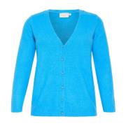 Blauwe Vest met V-Hals en Knoopsluiting Kaffe Curve , Blue , Dames