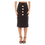 Gouden Knopen Rok in Nero Babylon , Black , Dames