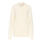 Polo Gebreide Blouse Eggnog Cream , Beige , Dames