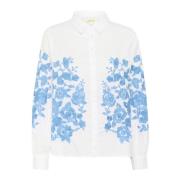 Elegante Blouse met Borduurwerk Cream , Blue , Dames