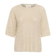 Gestructureerde Gebreide Trui Haver Cream , Beige , Dames