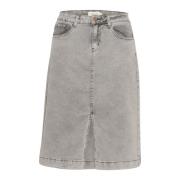 Denim Rok met Voor Split Cream , Gray , Dames