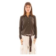 Geborduurd Poloshirt Pinko , Brown , Dames