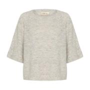 Gebreide Blouse Licht Grijs Melange Cream , Gray , Dames