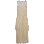 Elegante witte jurk voor vrouwen Twinset , Beige , Dames