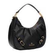 Halvmaan Polyester Tas met Gouden Details Braccialini , Black , Dames