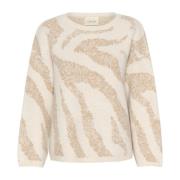 Dierenpunt Gebreide Trui Kaneel Swirl Cream , Beige , Dames