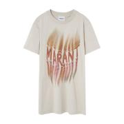 Witte Bedrukte T-shirt Isabel Marant , Beige , Dames