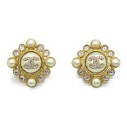 Pre-owned Metal earrings Chanel Vintage , Yellow , Dames