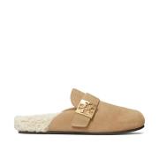 Shearling Muiltjes in Beige Suède Tory Burch , Beige , Dames