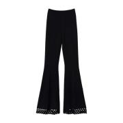 Zwarte broek met geschulpte rand Twinset , Black , Dames