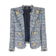 Blauwe Stijlvolle Jassen Balmain , Blue , Dames