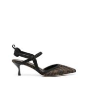 Monogram Jacquard Slingback Pumps Fendi , Brown , Dames