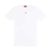 Witte Geribbelde Crew Neck T-shirt Diesel , White , Heren