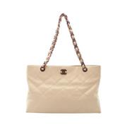 Pre-owned Leather totes Chanel Vintage , Beige , Dames