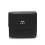 Pre-owned Leather wallets Chanel Vintage , Black , Dames