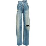 Blauwe Distressed Denim Jeans MM6 Maison Margiela , Blue , Dames