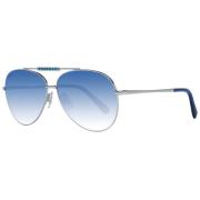 Zilveren Dames Aviator Zonnebril Blauwe Lens Swarovski , Gray , Dames