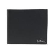 Zwarte leren bi-fold portemonnee PS By Paul Smith , Black , Heren