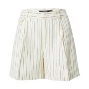 Roomwit Gestreepte Geplooide Shorts Ralph Lauren , Beige , Dames