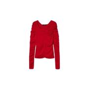 Aansluitende Top met Ruches en Bloemen Twinset , Red , Dames