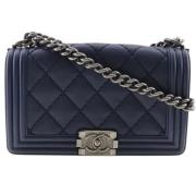 Pre-owned Leather shoulder-bags Chanel Vintage , Blue , Dames