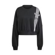 Moderne Korte Sweatshirt met Geribbelde Zoom Adidas , Black , Dames