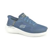 Blauw Lycra Slip-On Schoenen Skechers , Blue , Heren