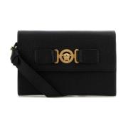 Stijlvolle Zwarte Leren Crossbody Tas Versace , Black , Heren