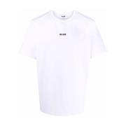 Heren Logo Print Wit T-shirt Msgm , White , Heren