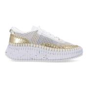 Witte Gouden Sneakers Nama Ss25 Chloé , Multicolor , Dames