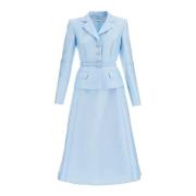 Taffeta Tweedelige Uitlopende Jurk Self Portrait , Blue , Dames