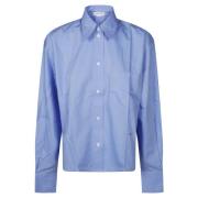 Lange Mouw Geknipte Shirt Victoria Beckham , Blue , Dames