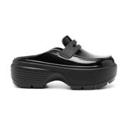 Zwarte Stomp High Shine Moccasin Klompen Crocs , Black , Dames