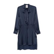 Navy Blue Jurk met Trekkoord Taille Semicouture , Blue , Dames