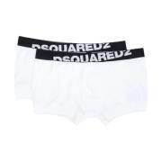 Opvallende Logo Print Katoenen Boxershorts Dsquared2 , White , Heren