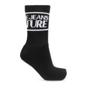 Katoenen sokken met logo Versace Jeans Couture , Black , Dames