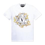 T-shirt met bedrukt logo Versace Jeans Couture , White , Heren