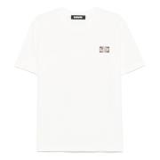 Katoenen Crew Neck T-shirt Print Barrow , White , Heren