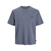 Premium Crew Neck Tee met Branding Jack & Jones , Blue , Heren