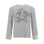 Gestreepte Geborduurde Longsleeve Trui Golden Goose , White , Heren