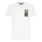 Wit Teddybeerprint T-shirt Moschino , White , Heren