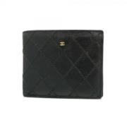 Pre-owned Leather wallets Chanel Vintage , Black , Dames