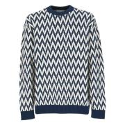 Blauwe Katoenen Crew Neck Sweater Lanvin , Blue , Heren