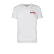 Wit T-shirt met geborduurde patch Marni , White , Heren