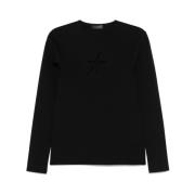 Zwarte Crew Neck Sweater met Cut-Out Details Mugler , Black , Heren