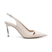 Beige Slingback Gebeeldhouwde Hak Schoenen Casadei , Beige , Dames