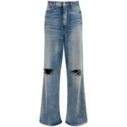 Indigo Blauw Stonewashed Ripped Wide Leg Jeans MM6 Maison Margiela , B...